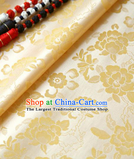 Asian Traditional Classical Pattern Golden Brocade Cloth Drapery Korean Hanbok Palace Satin Silk Fabric