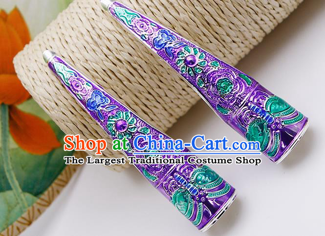 Chinese Traditional Finger Accessories Ancient Palace Lady Purple Fingernail Wrap for Women