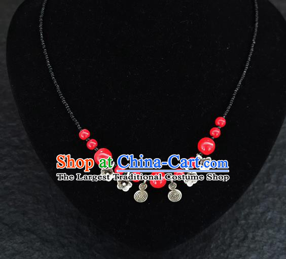 Chinese Traditional Jewelry Accessories Yunnan National Red Beads Necklace for Women