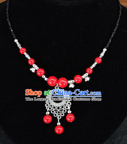 Chinese Traditional Jewelry Accessories Yunnan National Red Beads Minority Necklace for Women