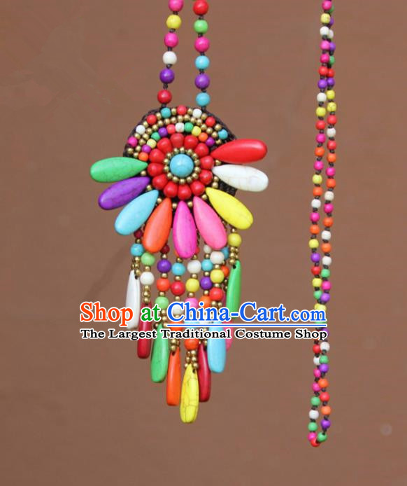 Chinese Traditional Jewelry Accessories Yunnan Minority Colorful Turquoise Necklace for Women