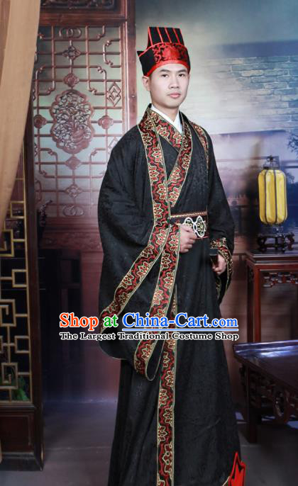 Chinese Han Dynasty Scholar Hanfu Clothing Traditional Ancient Landlord Costumes for Men