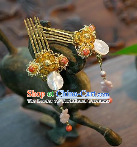 Chinese Handmade Classical Tassel Hairpins Hair Comb Hair Accessories Ancient Bride Headwear for Women