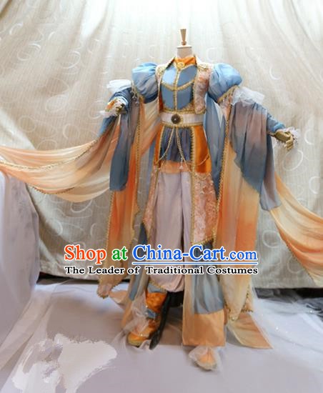 China Ancient Cosplay Swordswoman Clothing Traditional Fairy Blue Dress Clothing for Women