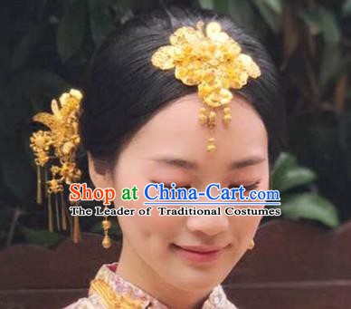 Chinese Handmade Classical Hair Accessories Hair Clip Ancient Xiuhe Suit Hairpins Complete Set for Women