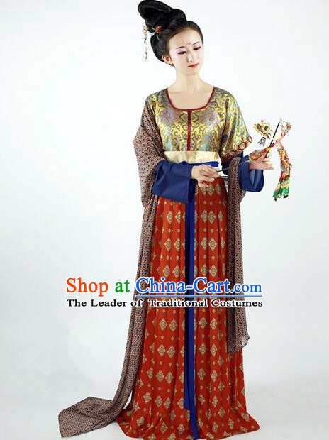 Ancient Chinese Tang Dynasty Imperial Princess Embroidered Costume for Women