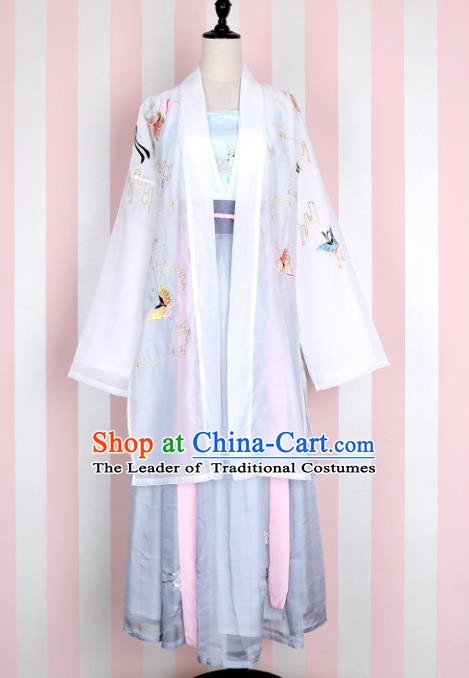 Ancient Chinese Song Dynasty Palace Lady Embroidered Butterfly Costume, China Ancient Princess Clothing for Women