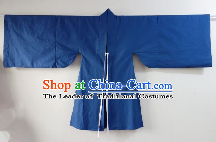 Ancient China Ming Dynasty Minister Costumes Blue Cape for Men