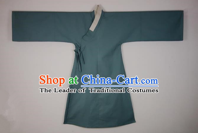 Ancient China Ming Dynasty Swordsman Costumes Blue Priest Frock for Men