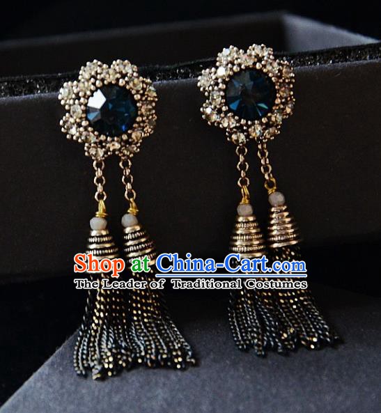 European Western Bride Vintage Jewelry Accessories Crystal Eardrop Renaissance Tassel Earrings for Women