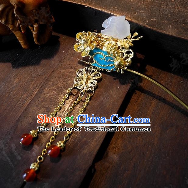 Chinese Handmade Classical Wedding Hairpins Ancient Hanfu Hair Accessories Tassel Step Shake for Women