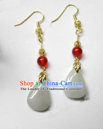 Asian Chinese Traditional Handmade Jewelry Accessories Jadeite Earrings for Women