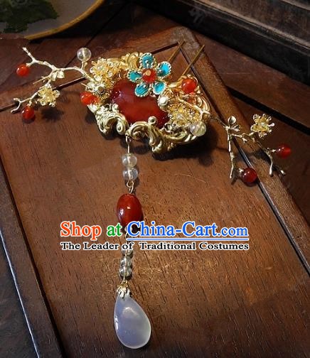 Chinese Handmade Classical Tassel Hairpins Ancient Hanfu Headdress Hair Accessories Hair Stick for Women