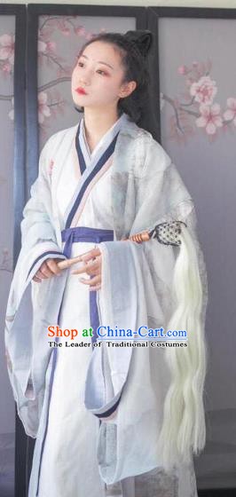 Traditional China Ancient Jin Dynasty Princess Embroidered Costumes Complete Set for Women