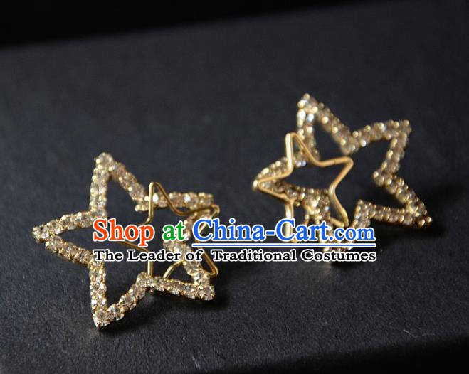 European Western Bride Vintage Accessories Eardrop Renaissance Golden Crystal Star Earrings for Women