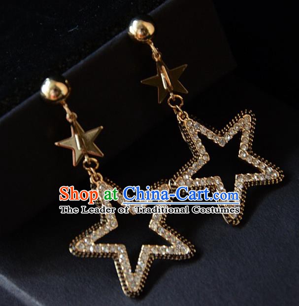 European Western Bride Vintage Accessories Crystal Star Eardrop Renaissance Earrings for Women