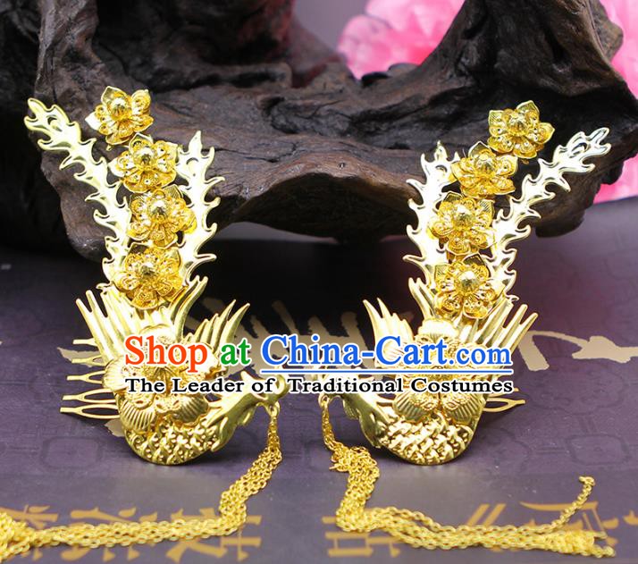 Traditional Handmade Chinese Ancient Classical Hair Accessories Phoenix Hair Comb Hairpins for Women