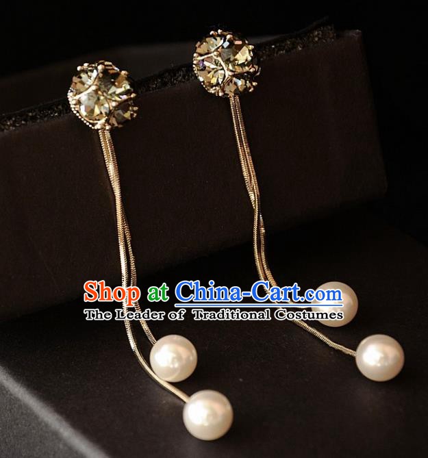 European Western Bride Vintage Crystal Pearl Eardrop Accessories Renaissance Earrings for Women