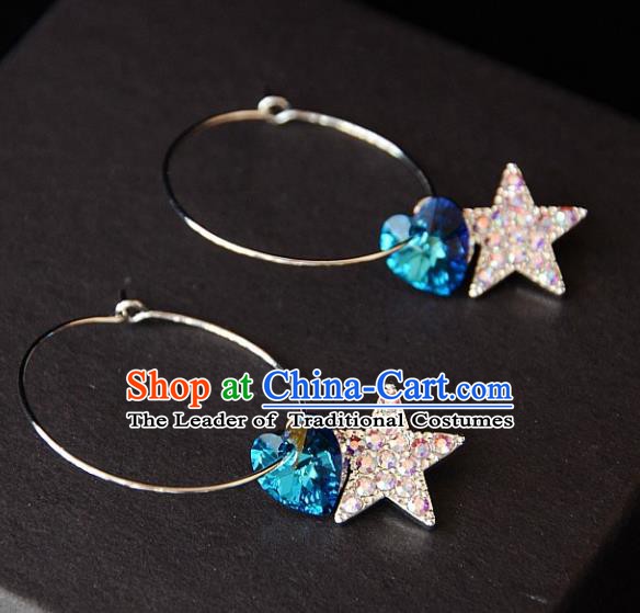 European Western Bride Vintage Crystal Star Eardrop Accessories Renaissance Earrings for Women