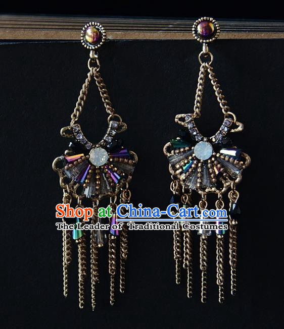 European Western Bride Vintage Sector Eardrop Accessories Renaissance Tassel Earrings for Women