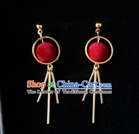 European Western Bride Vintage Red Earbob Accessories Renaissance Earrings for Women