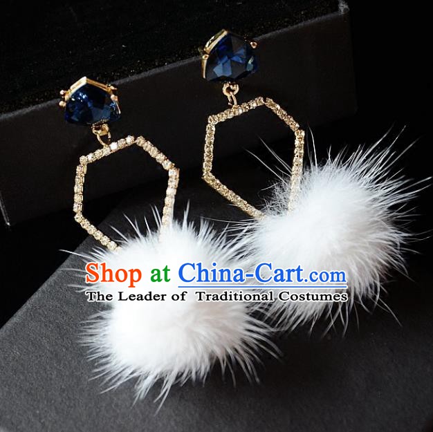 European Western Bride Vintage Blue Crystal Earbob Accessories Renaissance Earrings for Women