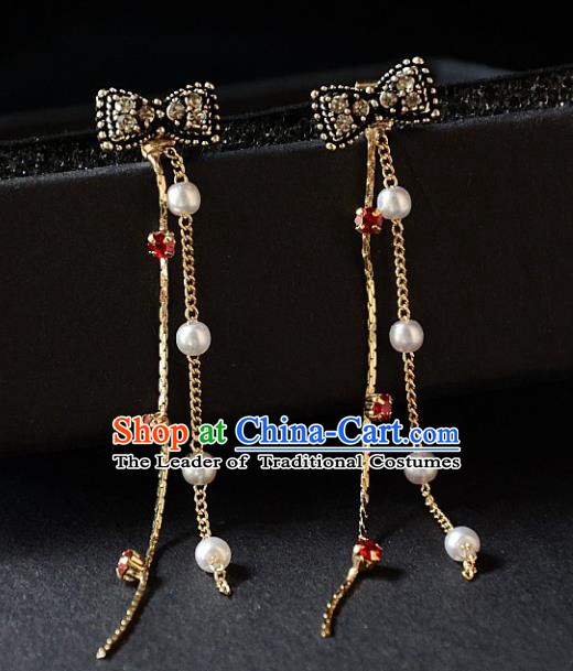 European Western Bride Vintage Black Bowknot Earbob Accessories Renaissance Earrings for Women