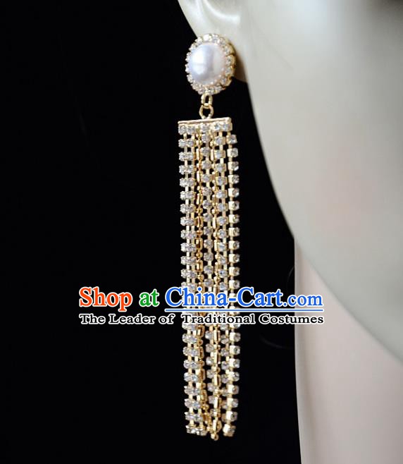 European Western Bride Vintage Accessories Renaissance Crystal Tassel Earrings for Women