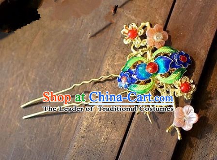 Chinese Handmade Classical Hair Accessories Ancient Hanfu Hairpins Cloisonne Hair Clip for Women