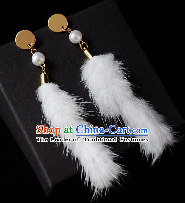 European Western Bride Vintage Accessories Renaissance White Earrings for Women