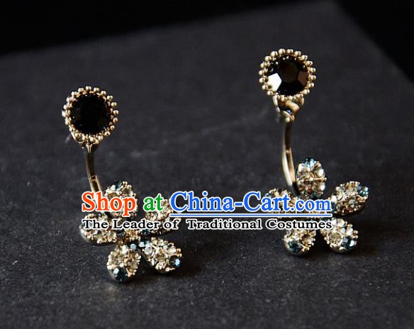 European Western Bride Vintage Accessories Renaissance Crystal Flower Bohemia Earrings for Women