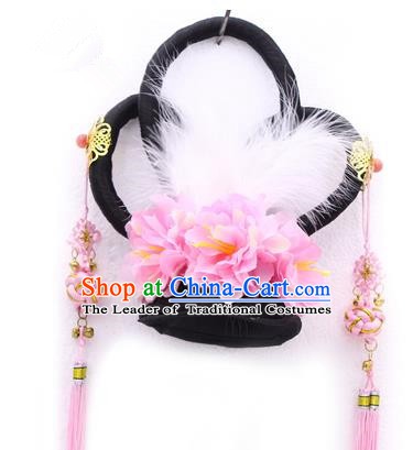 Handmade Asian Chinese Ancient Palace Fairy Hair Accessories Wig and Hairpins for Kids