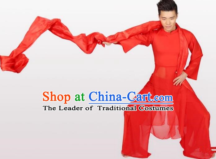 Traditional Chinese Classical Drum Dance Red Costume, China Folk Dance Yangko Clothing for Men