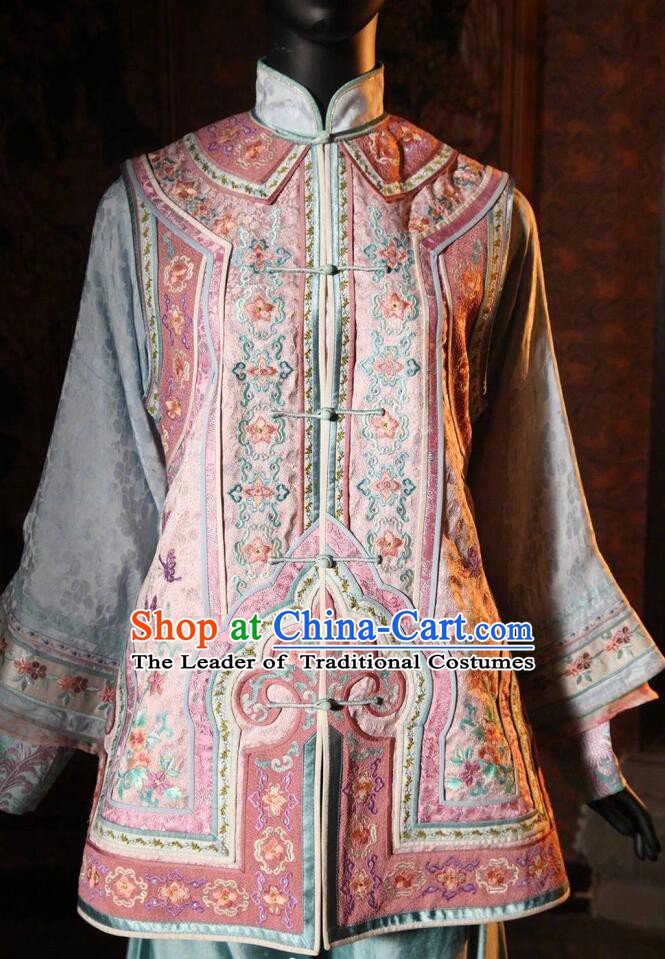 Traditional Chinese Qing Dynasty Manchu Princess Embroidered Costume for Women