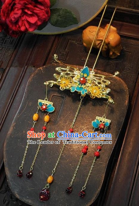 Chinese Handmade Classical Hairpins Ancient Hanfu Step Shake Wedding Hair Accessories for Women