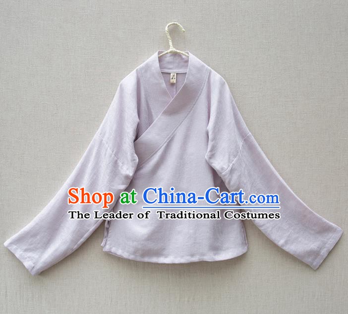 Traditional Chinese National Costume Cheongsam Purple Blouse Tangsuit Shirts for Women