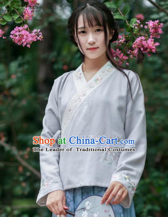 Traditional Chinese National Costume Embroidered Cheongsam Blouse Tang Suit Hanfu Shirts for Women