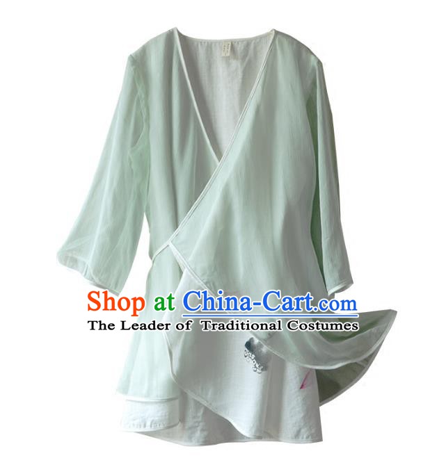 Traditional Chinese National Costume Embroidered Shirts Hanfu Blouse for Women