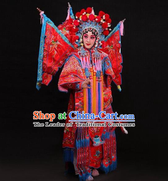 Traditional Chinese Beijing Opera Swordplay Red Costume Peking Opera Blues Embroidered Clothing for Women