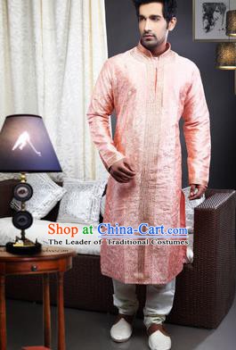 Traditional Asian India Stage Performance Pink Costume Hindustan Indian National Clothing for Men