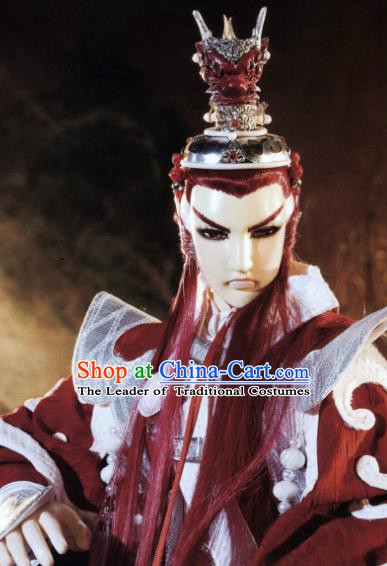 Traditional China Ancient Cosplay Swordsman General Wig and Hair Accessories Hairdo Crown for Men