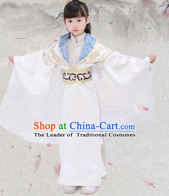 Traditional Chinese Han Dynasty Royal Highness Clothing, Ancient Nobility Prince Embroidered Costume for Kids