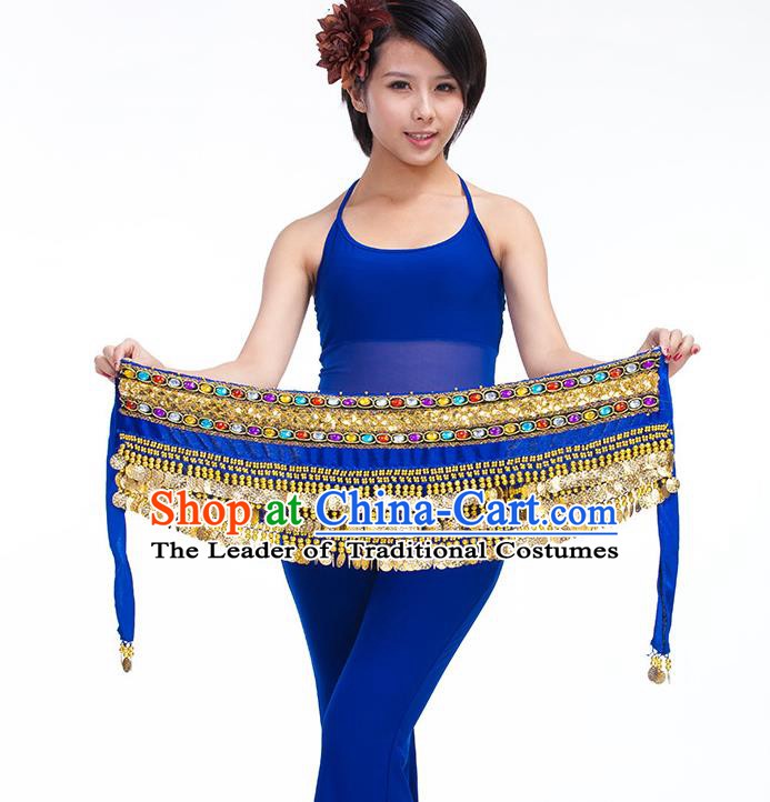 Asian Indian Belly Dance Royalblue Waistband Accessories India Raks Sharki Diamante Belts for Women