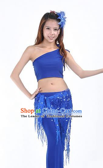 Asian Indian Belly Dance Paillette Royalblue Buttocks Scarf Waistband India Raks Sharki Belts for Women