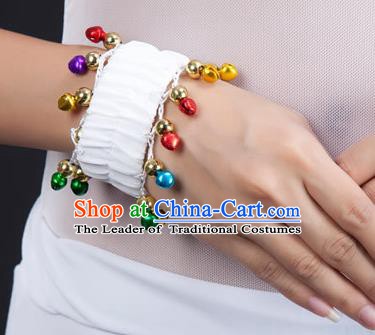 Oriental Indian Belly Dance Accessories White Bracelets India Raks Sharki Bells Bangle for Women