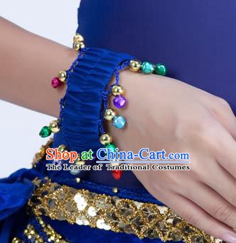 Oriental Indian Belly Dance Accessories Deep Blue Bracelets India Raks Sharki Bells Bangle for Women