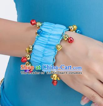 Oriental Indian Belly Dance Accessories Blue Bracelets India Raks Sharki Bells Bangle for Women