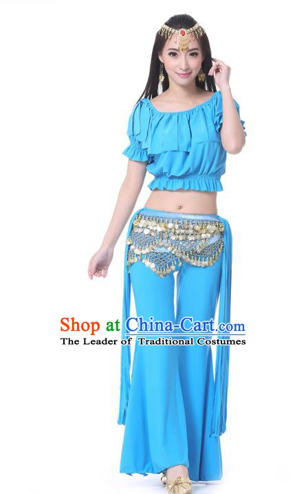 Indian Belly Dance Blue Uniform India Raks Sharki Dress Oriental Dance Rosy Clothing for Women