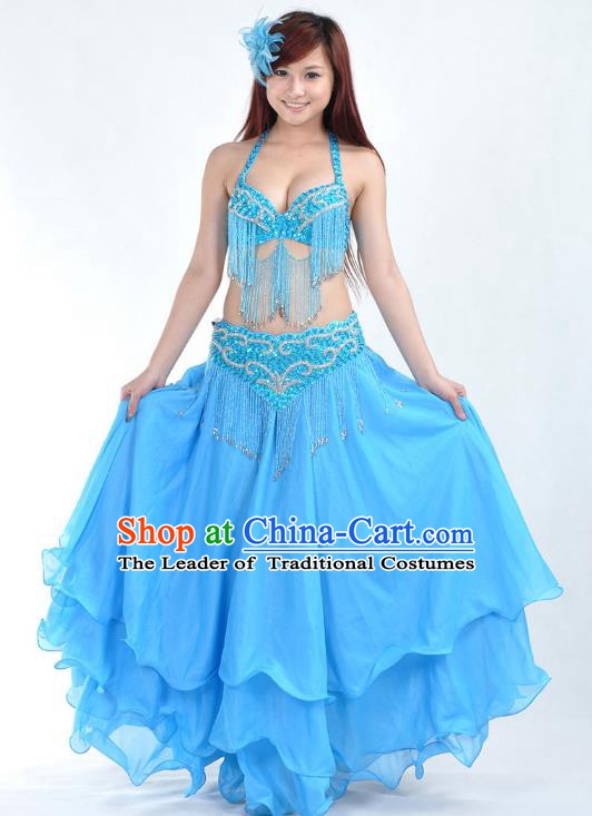 Indian Belly Dance Blue Costume India Raks Sharki Dress Oriental Dance Clothing for Women