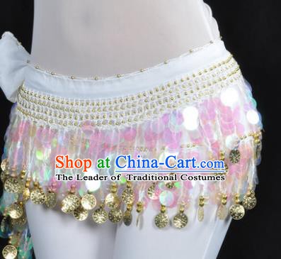 Indian Traditional Belly Dance White Tassel Belts Waistband India Raks Sharki Waist Accessories for Women